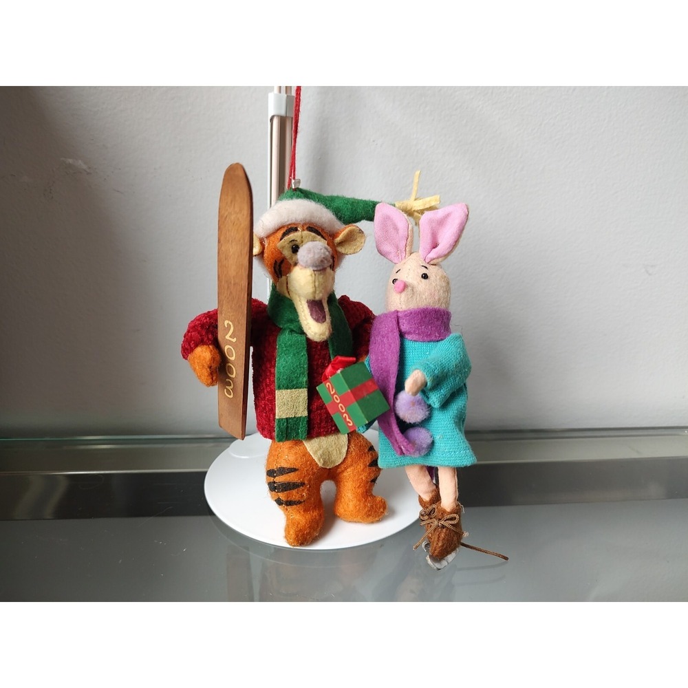 2003 Disney Tigger and Piglet Winnie the plush felt Christmas ornament